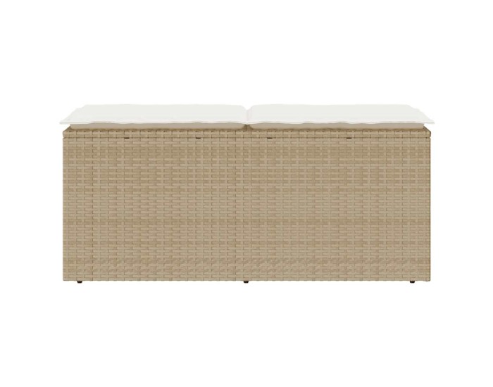 Sonata Bancă de grădină cu pernă Bej 110x40x44 cm polirattan