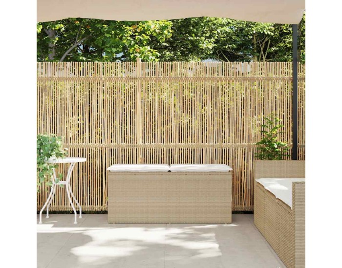 Sonata Bancă de grădină cu pernă Bej 110x40x44 cm polirattan