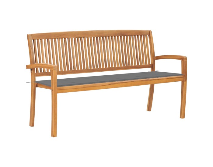 Sonata Bancă de grădină stivuibilă cu pernă, 159 cm, lemn masiv de tec