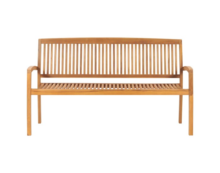 Sonata Bancă de grădină stivuibilă cu pernă, 159 cm, lemn masiv de tec