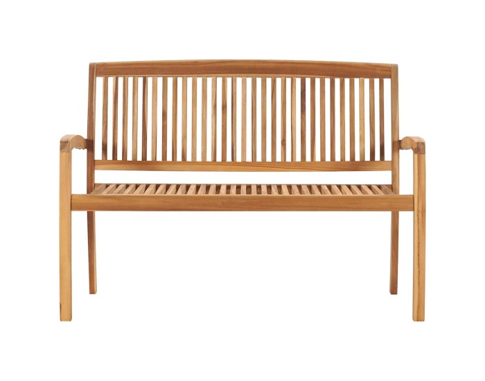 Sonata Bancă de grădină stivuibilă cu pernă, 128,5 cm, lemn masiv tec