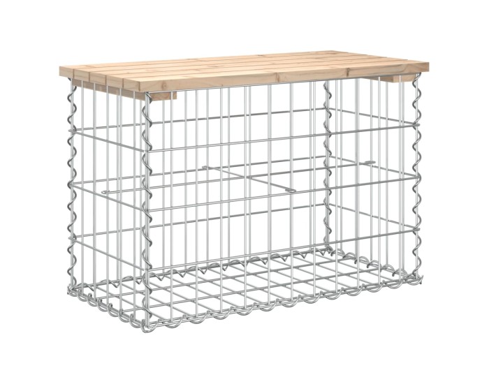 Sonata Bancă de grădină, design gabion, 63x31,5x42 cm, lemn masiv pin
