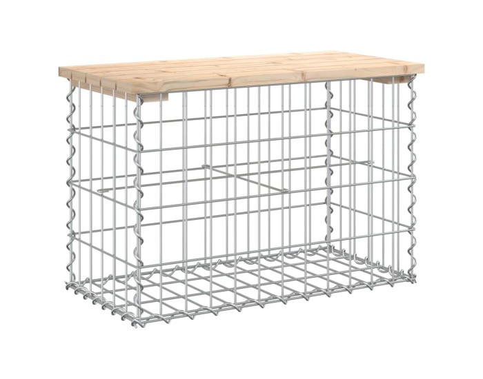 Sonata Bancă de grădină, design gabion, 63x31,5x42 cm, lemn masiv pin