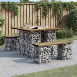 Sonata H Градинска пейка габионен дизайн 100x102x72 см импрегниран бор - Canapele și bănci de grădină
