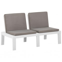 Sonata H Градинска лаундж пейка с възглавници, пластмаса, бяла - Canapele și bănci de grădină