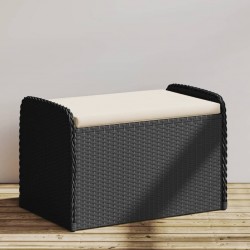 Sonata H Пейка за съхранение с възглавница черна 80x51x52 см полиратан - Canapele și bănci de grădină
