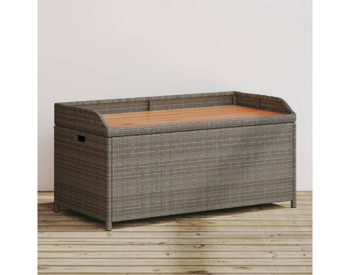 Sonata H Пейка за съхранение сива 100x50x52 см полиратан и акация