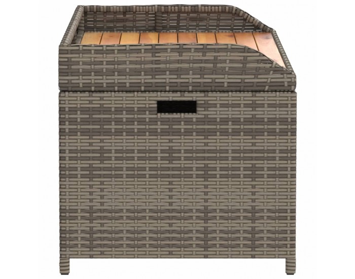 Sonata H Пейка за съхранение сива 100x50x52 см полиратан и акация