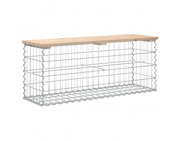 Sonata H Градинска пейка дизайн габион 103x31,5x42 см борово дърво масив