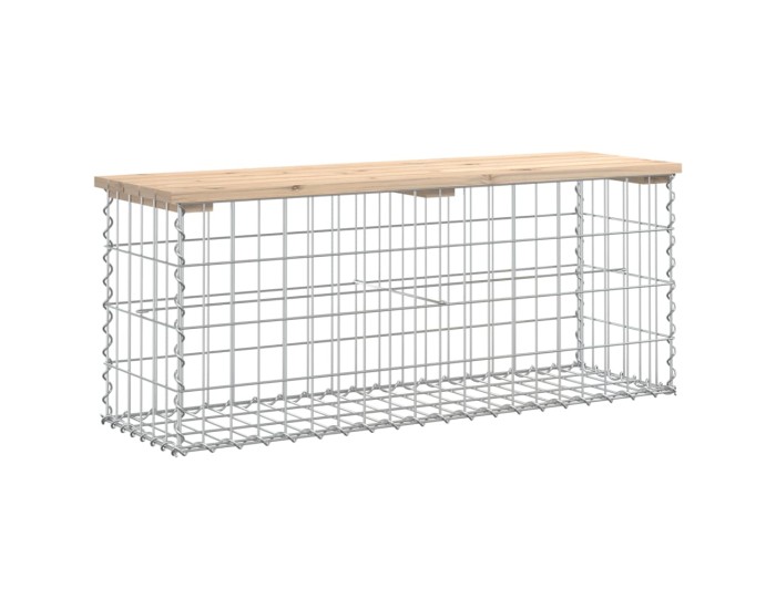 Sonata Bancă de grădină, design gabion, 103x31,5x42 cm, lemn masiv pin