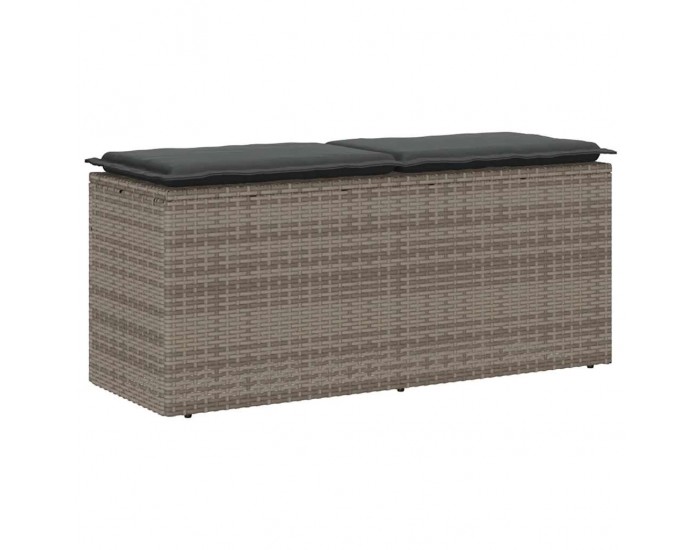 Sonata H Градинска пейка с възглавница сива 110x40x44 cm Поли ратан