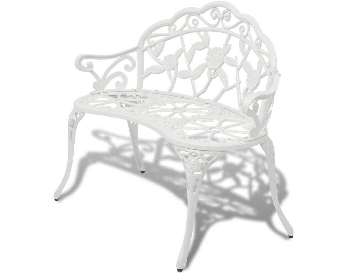 Sonata Bancă de grădină, alb, 100 cm, aluminiu turnat
