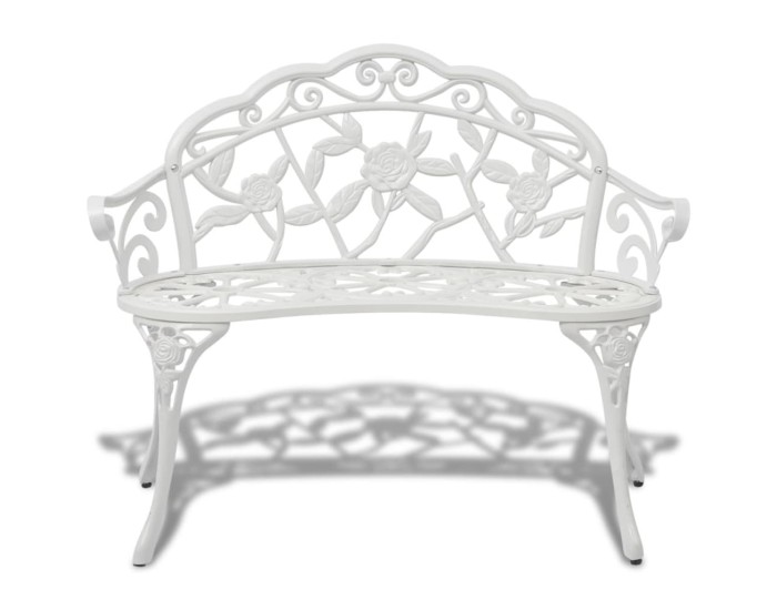Sonata Bancă de grădină, alb, 100 cm, aluminiu turnat