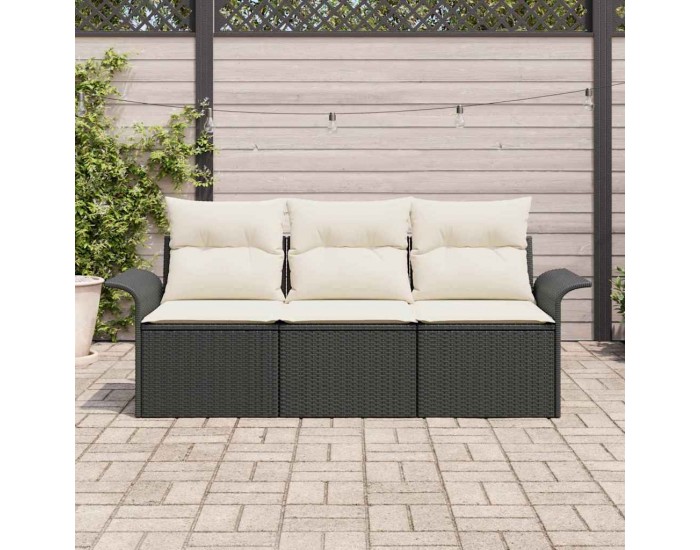 Sonata H Градински Софа Комплект 3 pcs Черно 196 x 62 x 85см полиратан