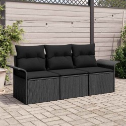 Sonata H Градински Софа Комплект 3 pcs Черно 196 x 62 x 85см полиратан - Canapele și bănci de grădină