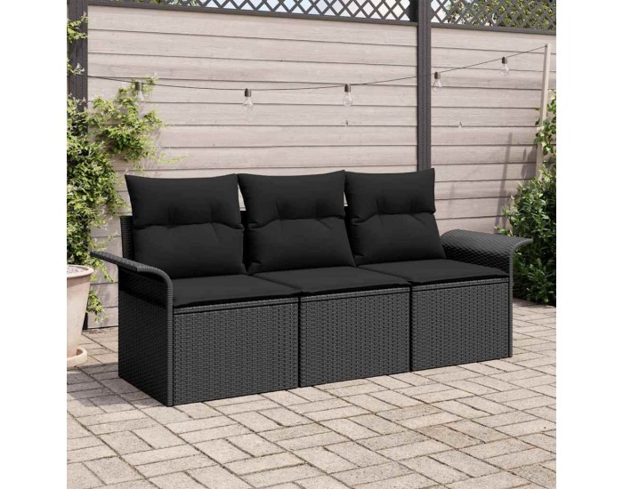Sonata H Градински Софа Комплект 3 pcs Черно 196 x 62 x 85см полиратан