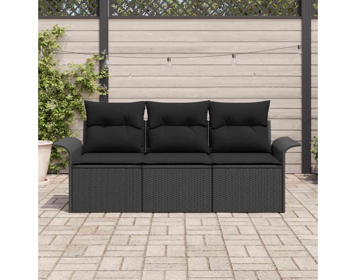 Sonata H Градински Софа Комплект 3 pcs Черно 196 x 62 x 85см полиратан