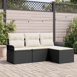 Sonata H Градински Софа Комплект 4 pcs Черно 55 x 55 x 37см полиратан - Canapele și bănci de grădină