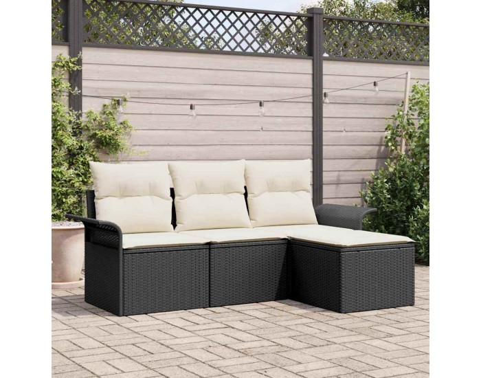 Sonata H Градински Софа Комплект 4 pcs Черно 55 x 55 x 37см полиратан