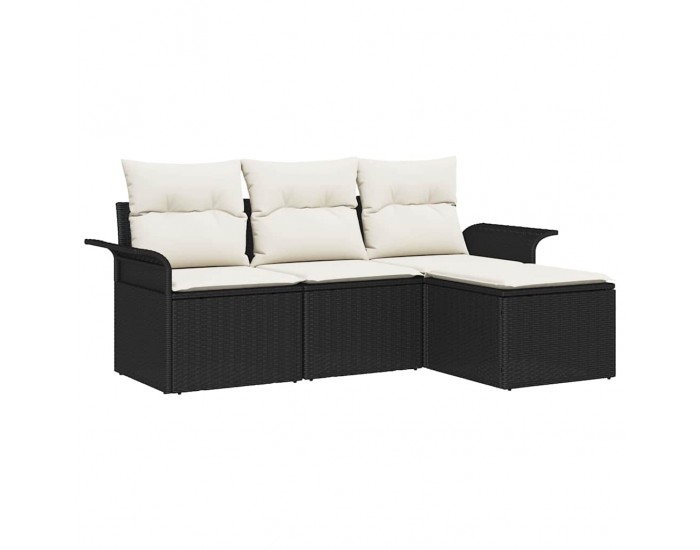 Sonata H Градински Софа Комплект 4 pcs Черно 55 x 55 x 37см полиратан