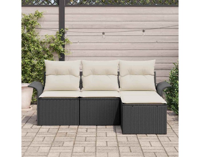 Sonata H Градински Софа Комплект 4 pcs Черно 55 x 55 x 37см полиратан