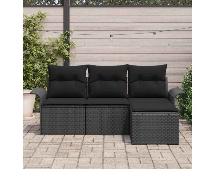 Sonata H Градински Софа Комплект 4 pcs Черно 55 x 55 x 37см полиратан