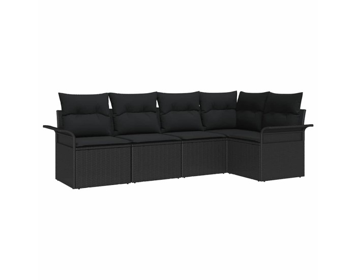 Sonata Set de canapele pentru grădină 5 buc. Negru poliratan