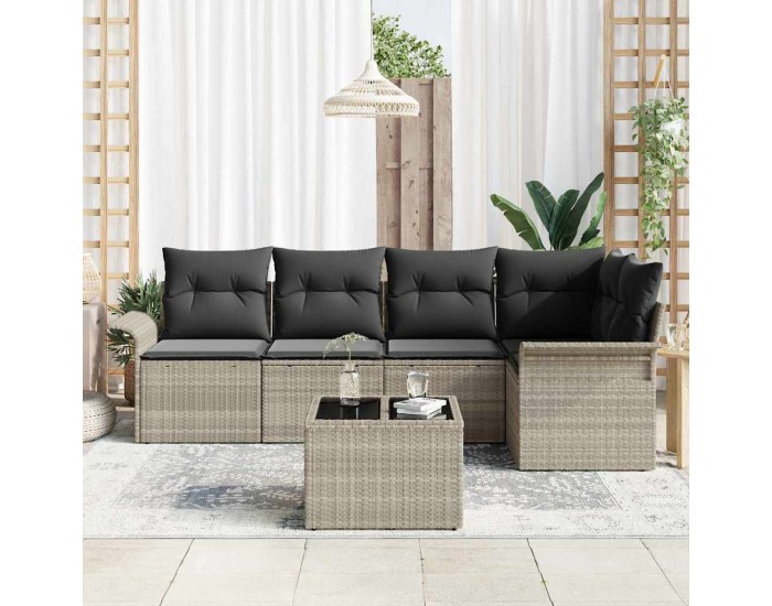 Sonata H Градински Софа Комплект 6 pcs Сив 55 x 55 x 37 см Полиратан