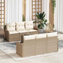 Sonata H Градински Софа Комплект 7 pcs Бежово 55 x 55 x 37 см Полиратан - Canapele și bănci de grădină