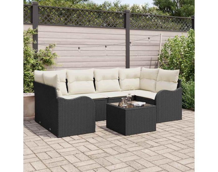 Sonata Set de canapele pentru grădină Negru 55 x 55 x 37 cm poliratan