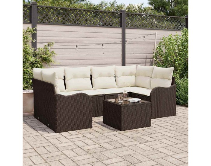 Sonata Set de canapele pentru grădină Maro 55 x 55 x 37 cm poliratan