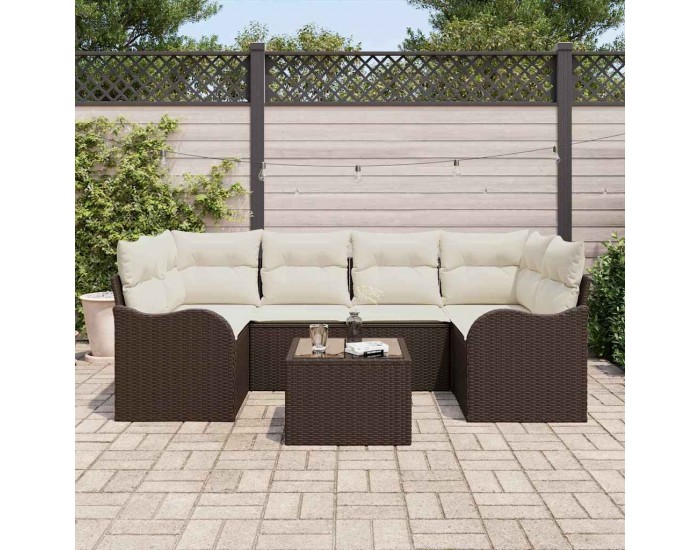 Sonata Set de canapele pentru grădină Maro 55 x 55 x 37 cm poliratan