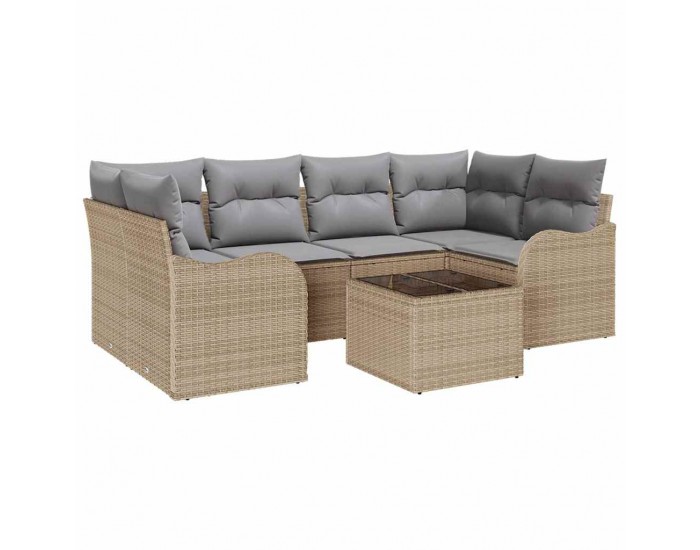 Sonata H Градински Софа Комплект 7 pcs Бежово 55 x 55 x 37 см Полиратан