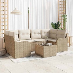 Sonata H Градински Софа Комплект 7 pcs Бежово 55 x 55 x 37 см Полиратан - Canapele și bănci de grădină