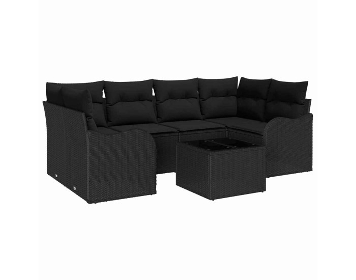 Sonata Set de canapele pentru grădină Negru 55 x 55 x 37 cm poliratan