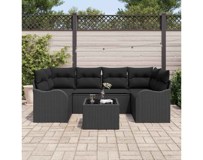 Sonata Set de canapele pentru grădină Negru 55 x 55 x 37 cm poliratan