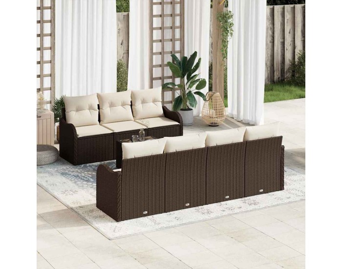 Sonata H Градински Софа Комплект 8 pcs Кафяво 55 x 55 x 37 см Полиратан