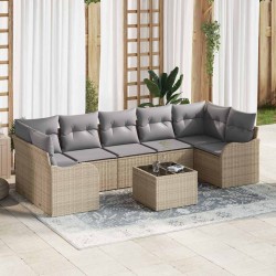 Sonata H Градински Софа Комплект 8 pcs Бежово 55 x 55 x 37 см Полиратан - Canapele și bănci de grădină
