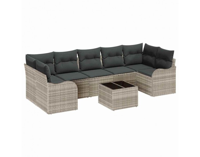 Sonata H Градински Софа Комплект 8 pcs Светлосиво 55 x 55 x 37 см