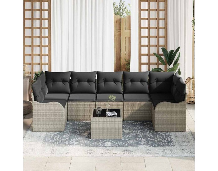 Sonata H Градински Софа Комплект 8 pcs Светлосиво 55 x 55 x 37 см
