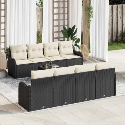 Sonata H Градински Софа Комплект 9 pcs Черно 55 x 55 x 37 см Полиратан - Canapele și bănci de grădină