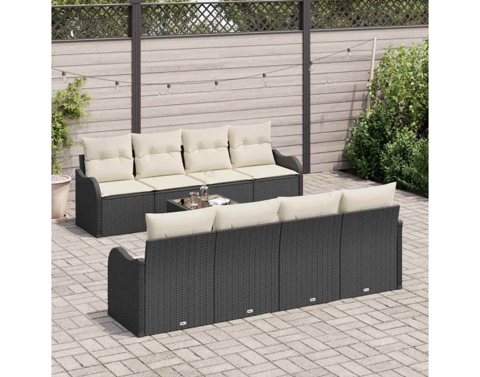 Sonata H Градински Софа Комплект 9 pcs Черно 55 x 55 x 37 см Полиратан