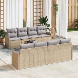 Sonata H Градински Софа Комплект 9 pcs Бежово 55 x 55 x 37 см Полиратан - Canapele și bănci de grădină