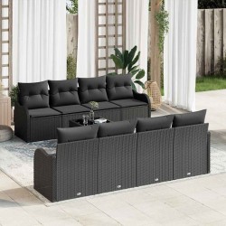 Sonata H Градински Софа Комплект 9 pcs Черно 55 x 55 x 37 см Полиратан - Canapele și bănci de grădină