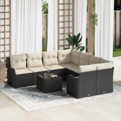 Sonata H Градински Софа Комплект 9 pcs Черно 55 x 55 x 37 см Полиратан - Canapele și bănci de grădină