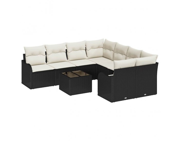 Sonata H Градински Софа Комплект 9 pcs Черно 55 x 55 x 37 см Полиратан