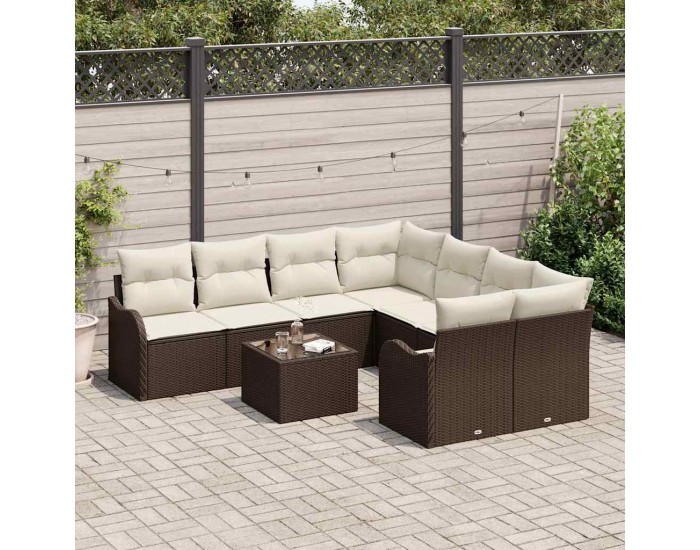 Sonata H Градински Софа Комплект 9 pcs Кафяво 55 x 55 x 37 см Полиратан