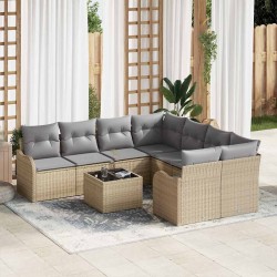 Sonata H Градински Софа Комплект 9 pcs Бежово 55 x 55 x 37 см Полиратан - Canapele și bănci de grădină