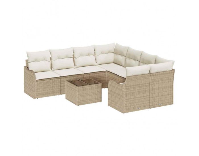 Sonata H Градински Софа Комплект 9 pcs Бежово 55 x 55 x 37 см Полиратан