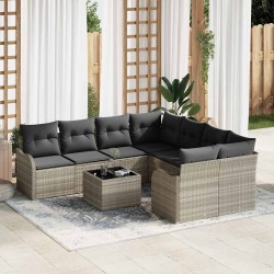 Sonata H Градински Софа Комплект 9 pcs Светлосиво 55 x 55 x 37 см - Canapele și bănci de grădină